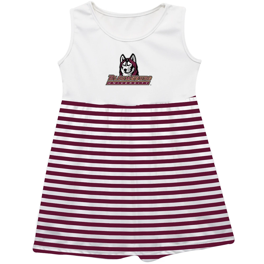 Girls Infant Vive La Fete Maroon Bloomsburg Huskies Striped Tank Top Dress
