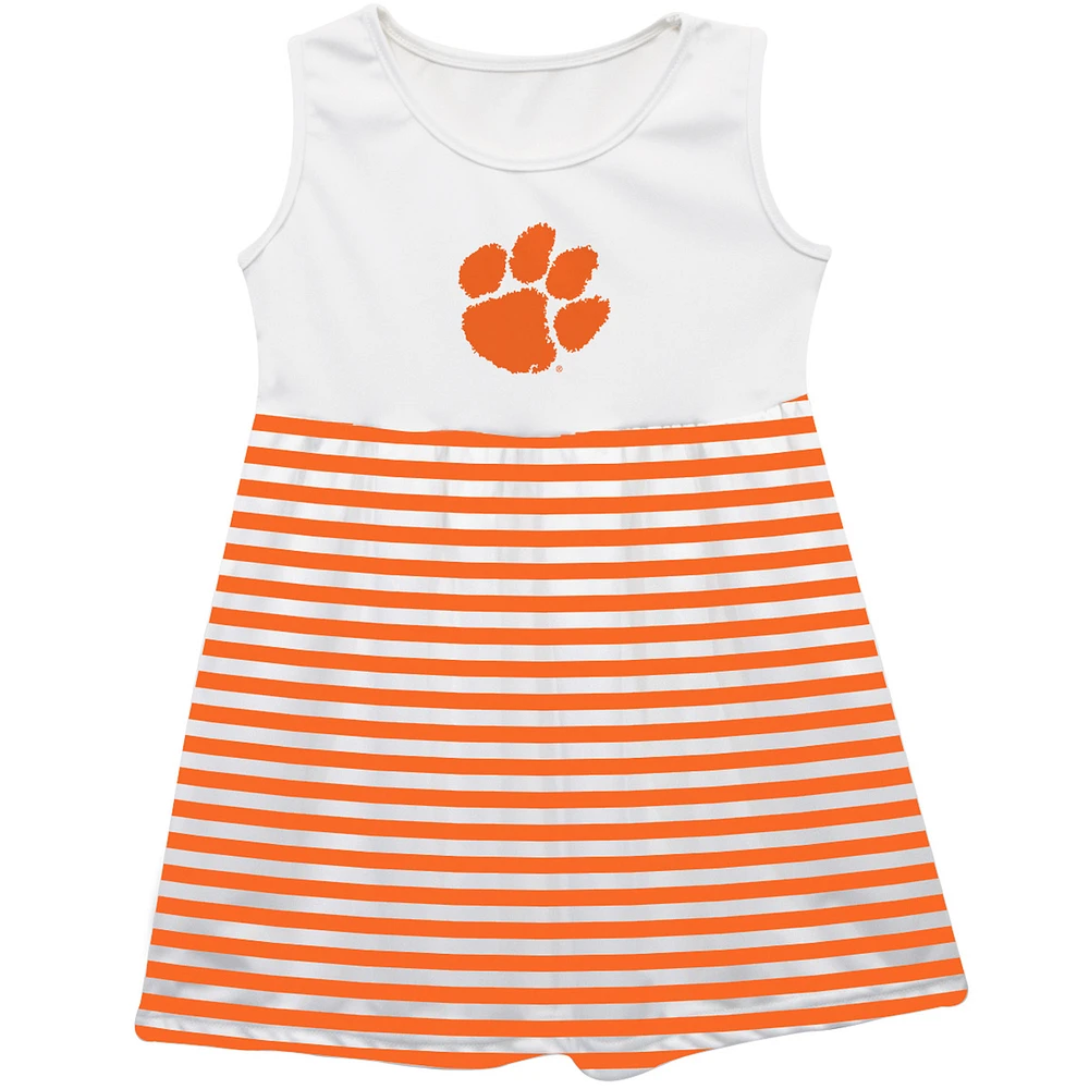 Girls Infant Vive La Fete Orange Clemson Tigers Striped Tank Top Dress