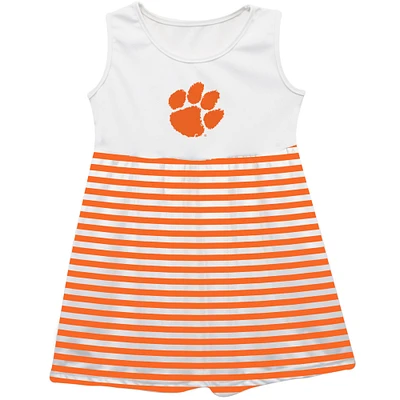 Girls Infant Vive La Fete  Orange Clemson Tigers Striped Tank Top Dress
