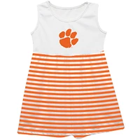 Girls Infant Vive La Fete  Orange Clemson Tigers Striped Tank Top Dress