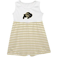 Girls Infant Vive La Fete  Gold Colorado Buffaloes Striped Tank Top Dress