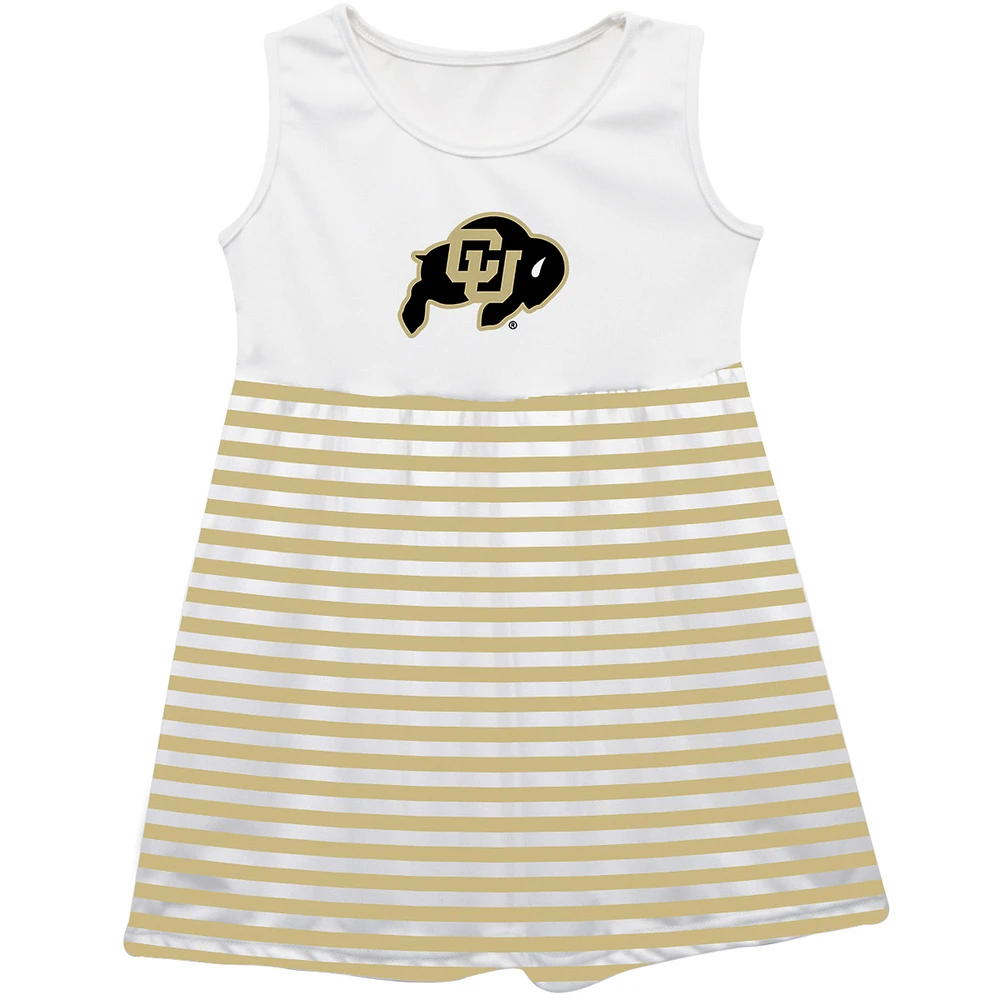 Girls Infant Vive La Fete Gold Colorado Buffaloes Striped Tank Top Dress