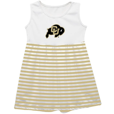 Girls Infant Vive La Fete  Gold Colorado Buffaloes Striped Tank Top Dress