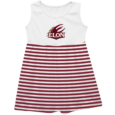 Girls Infant Vive La Fete  Maroon Elon Phoenix Striped Tank Top Dress