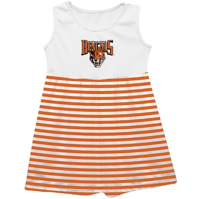 Girls Infant Vive La Fete  Orange Buffalo State Bengals Striped Tank Top Dress