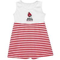 Girls Infant Vive La Fete  Cardinal Ball State Cardinals Striped Tank Top Dress