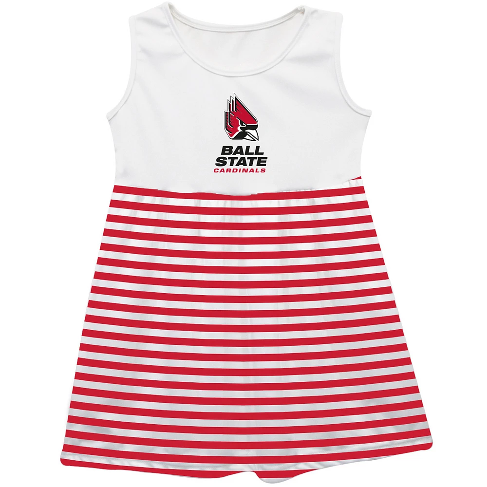 Girls Infant Vive La Fete Cardinal Ball State Cardinals Striped Tank Top Dress