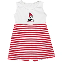 Girls Infant Vive La Fete  Cardinal Ball State Cardinals Striped Tank Top Dress