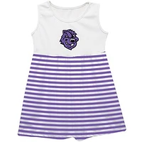 Girls Infant Vive La Fete  Purple City College of New York Beavers Striped Tank Top Dress