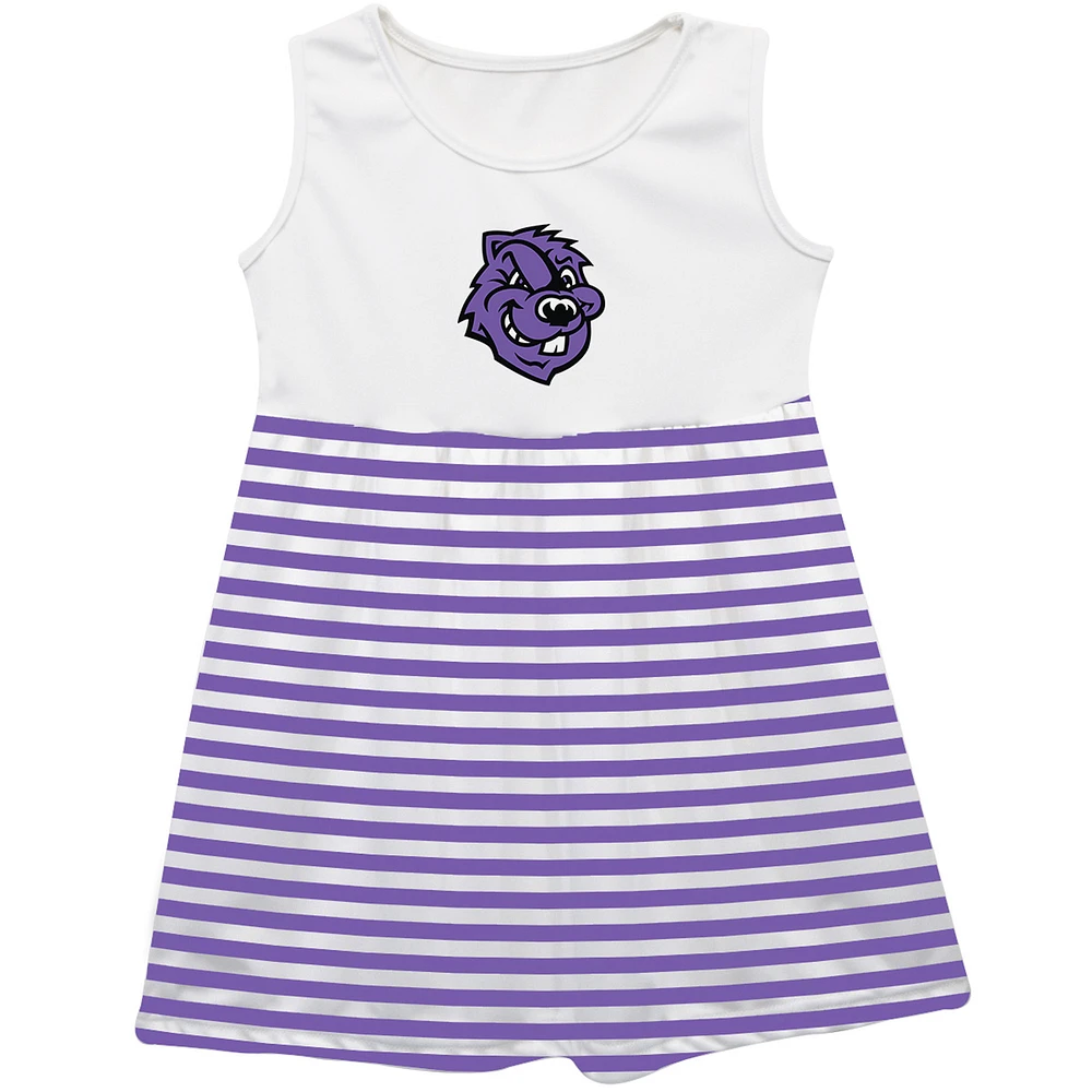 Girls Infant Vive La Fete  Purple City College of New York Beavers Striped Tank Top Dress