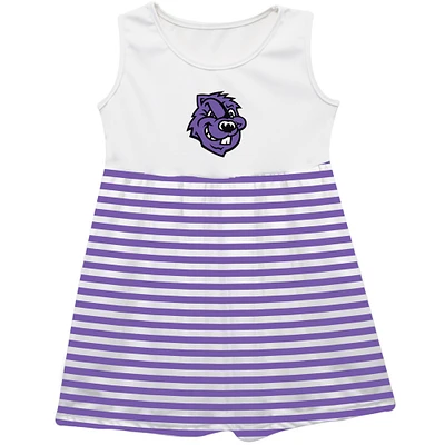 Girls Infant Vive La Fete  Purple City College of New York Beavers Striped Tank Top Dress