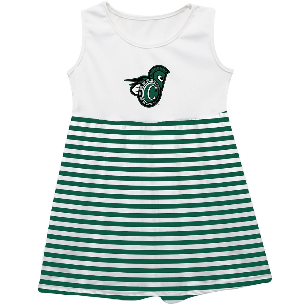 Girls Infant Vive La Fete Green Vermont State University Striped Tank Top Dress
