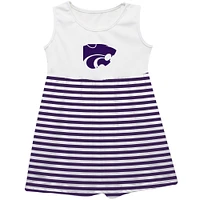 Girls Infant Vive La Fete  Purple Kansas State Wildcats Striped Tank Top Dress