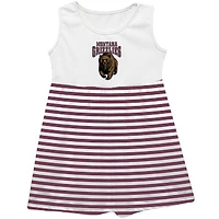 Girls Infant Vive La Fete  Maroon Montana Grizzlies Striped Tank Top Dress