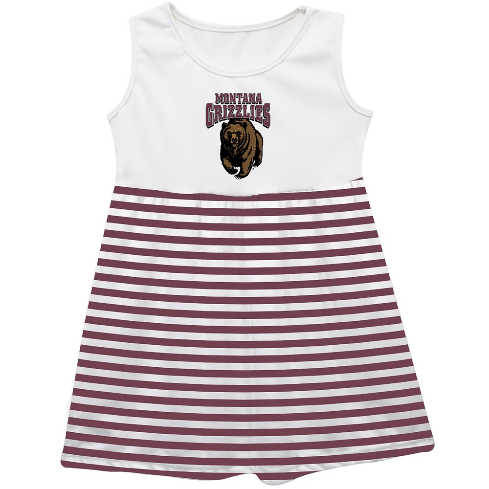 Girls Infant Vive La Fete Maroon Montana Grizzlies Striped Tank Top Dress