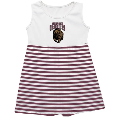 Girls Infant Vive La Fete  Maroon Montana Grizzlies Striped Tank Top Dress