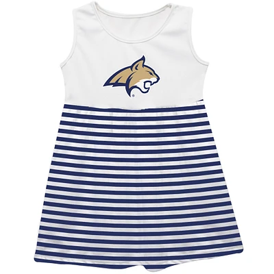 Girls Infant Vive La Fete  Navy Montana State Bobcats Striped Tank Top Dress