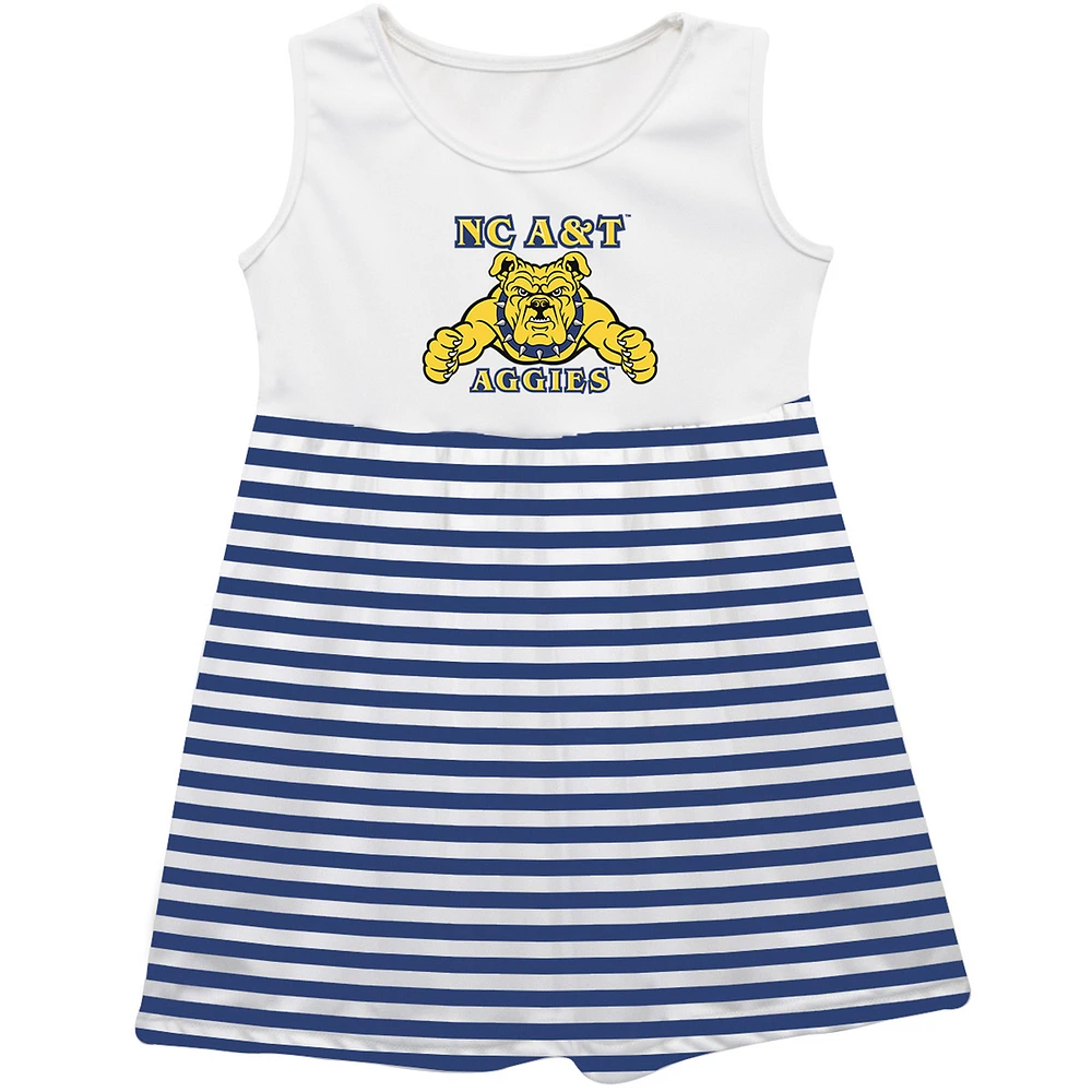 Girls Infant Vive La Fete Navy North Carolina A&T Aggies Striped Tank Top Dress