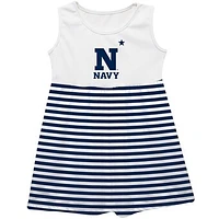Girls Infant Vive La Fete  Navy Midshipmen Striped Tank Top Dress