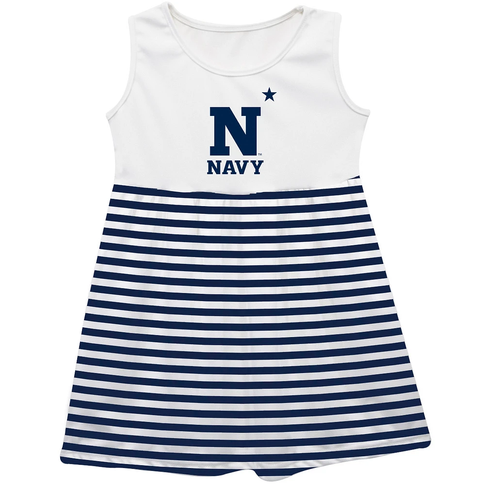 Girls Infant Vive La Fete Navy Midshipmen Striped Tank Top Dress