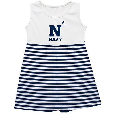 Girls Infant Vive La Fete  Navy Midshipmen Striped Tank Top Dress