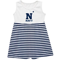 Girls Infant Vive La Fete  Navy Midshipmen Striped Tank Top Dress