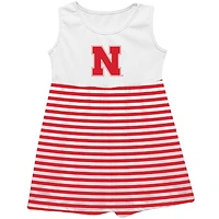 Girls Infant Vive La Fete  Scarlet Nebraska Huskers Striped Tank Top Dress