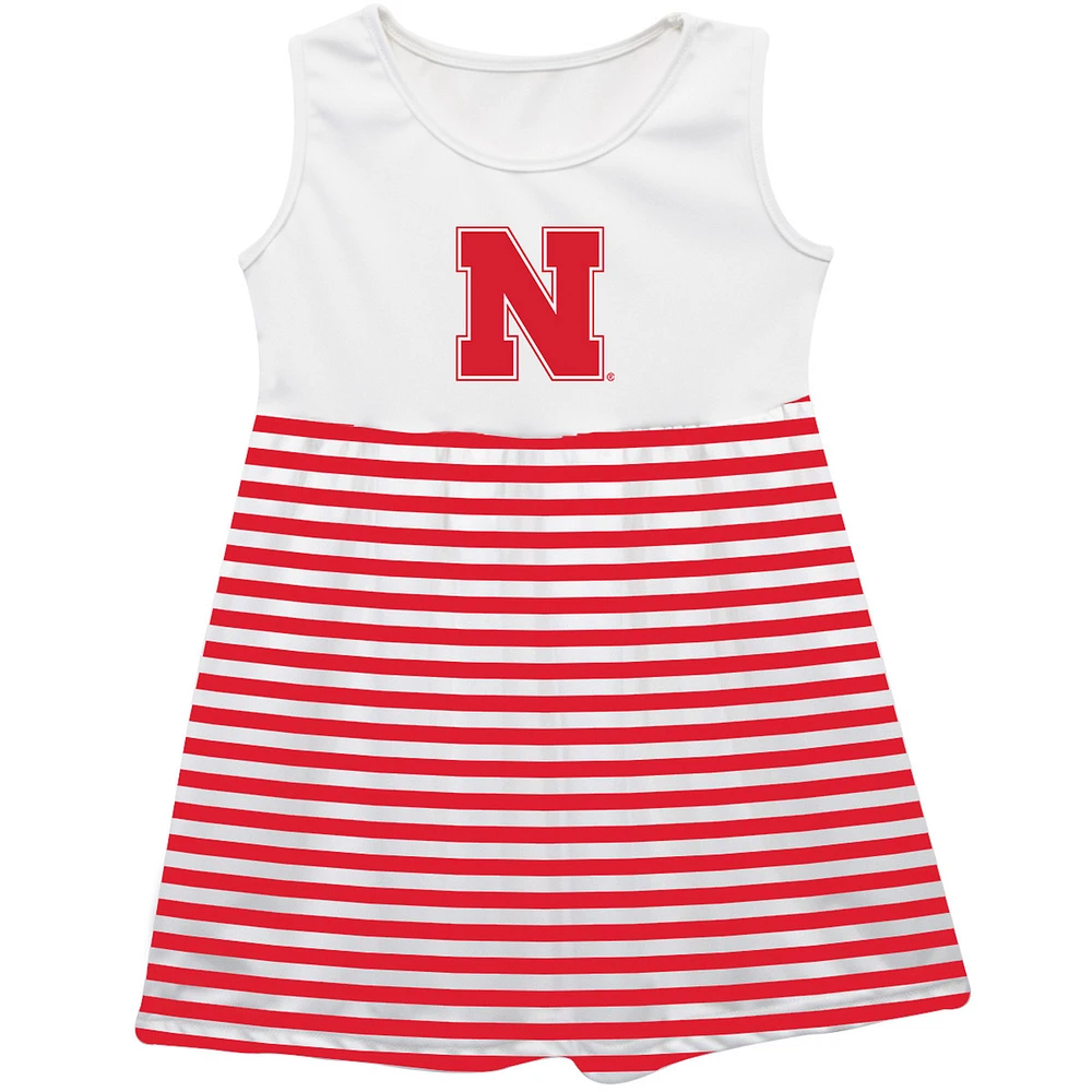 Girls Infant Vive La Fete Scarlet Nebraska Huskers Striped Tank Top Dress