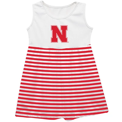 Girls Infant Vive La Fete  Scarlet Nebraska Huskers Striped Tank Top Dress