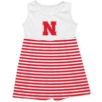 Girls Infant Vive La Fete  Scarlet Nebraska Huskers Striped Tank Top Dress