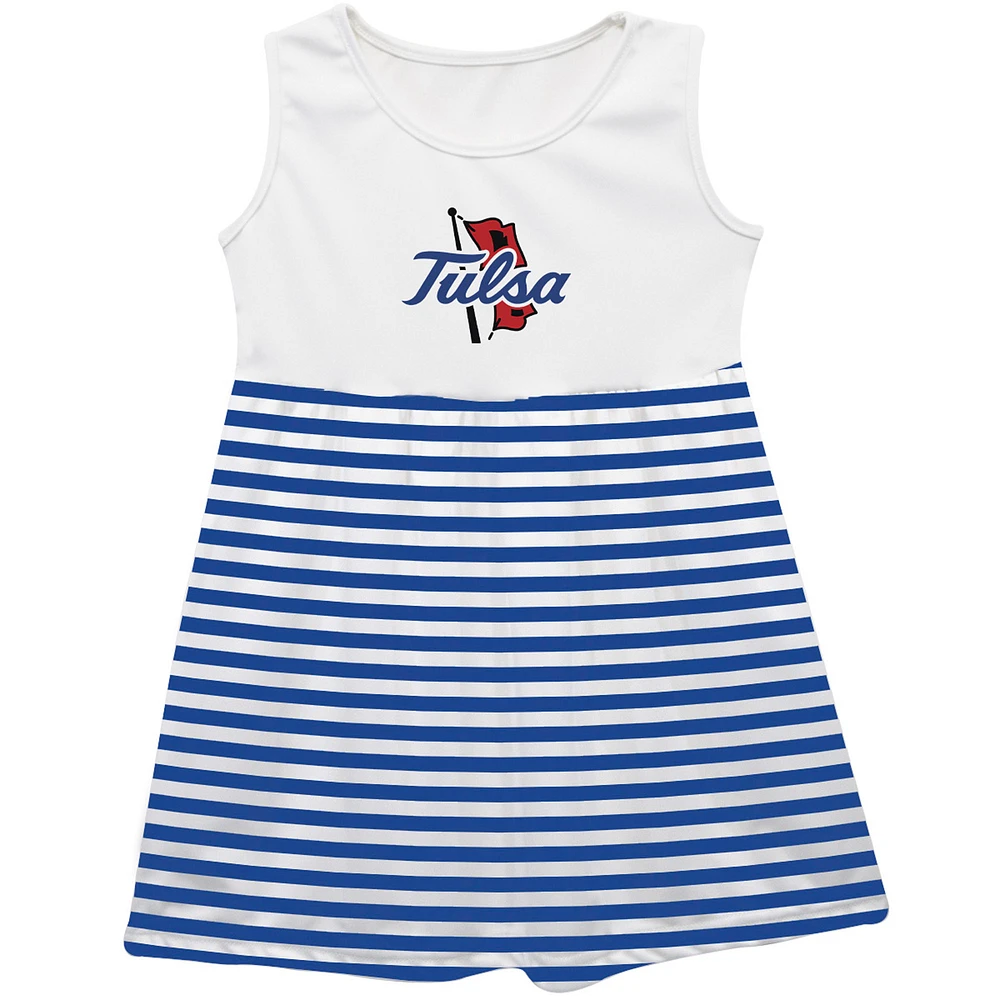 Girls Infant Vive La Fete Royal Tulsa Golden Hurricane Striped Tank Top Dress
