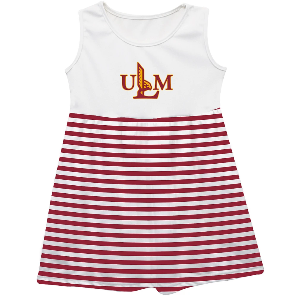 Girls Infant Vive La Fete Maroon ULM Warhawks Striped Tank Top Dress