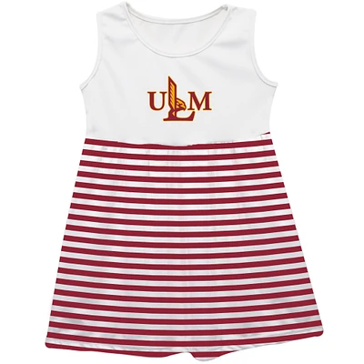 Girls Infant Vive La Fete  Maroon ULM Warhawks Striped Tank Top Dress