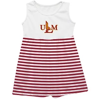 Girls Infant Vive La Fete  Maroon ULM Warhawks Striped Tank Top Dress