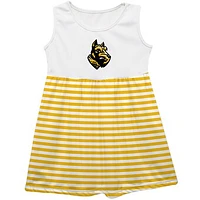 Girls Infant Vive La Fete  Gold Wooster College Fighting Scots Striped Tank Top Dress