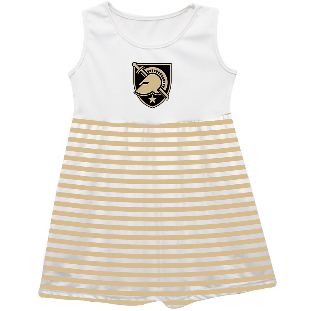 Girls Toddler Vive La Fete Gold Army Black Knights Striped Tank Top Dress