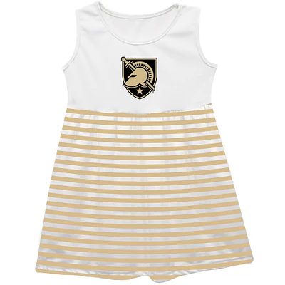 Girls Toddler Vive La Fete Gold Army Black Knights Striped Tank Top Dress