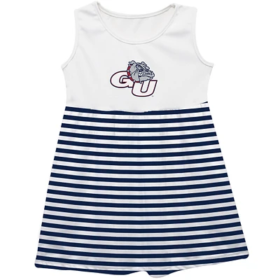 Girls Toddler Vive La Fete Navy Gonzaga Bulldogs Striped Tank Top Dress