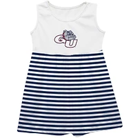 Girls Toddler Vive La Fete Navy Gonzaga Bulldogs Striped Tank Top Dress