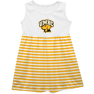 Girls Toddler Vive La Fete  Gold University of Maryland Baltimore Striped Tank Top Dress