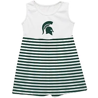 Girls Toddler Vive La Fete  Green Michigan State Spartans Striped Tank Top Dress