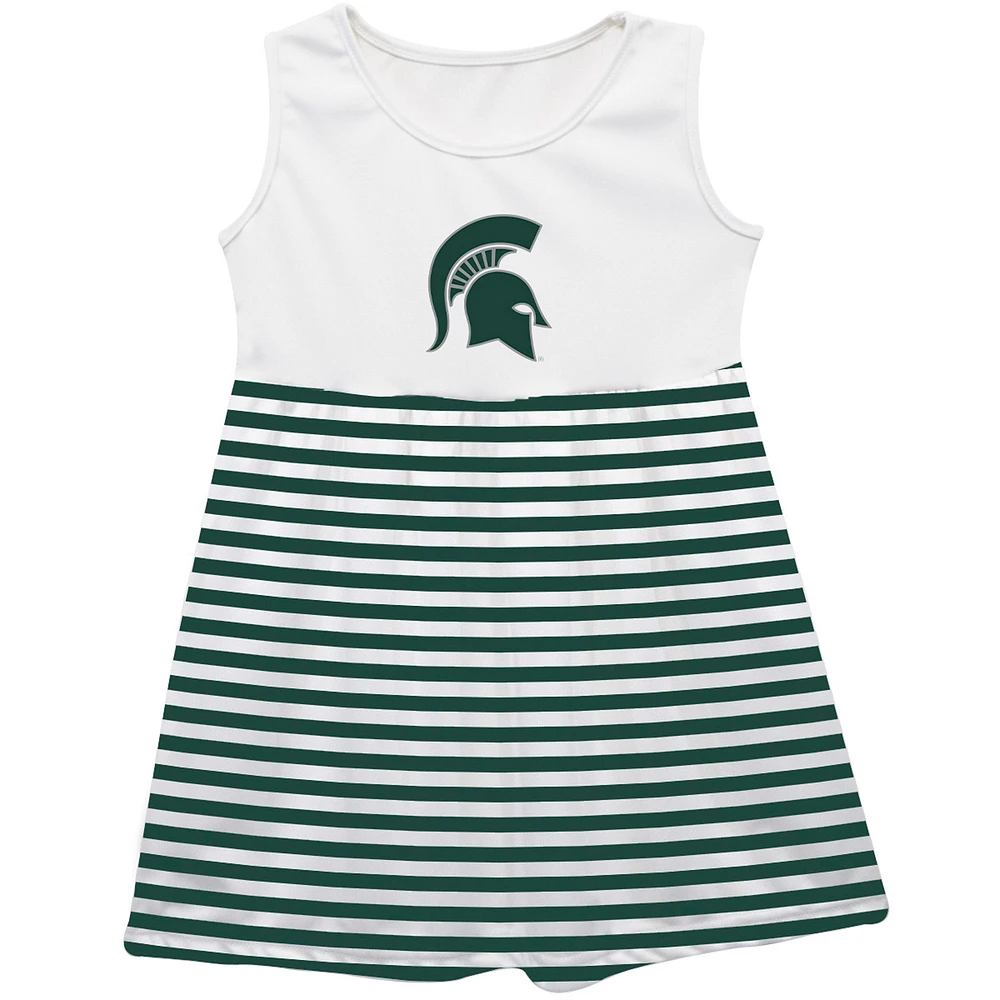 Girls Toddler Vive La Fete Green Michigan State Spartans Striped Tank Top Dress