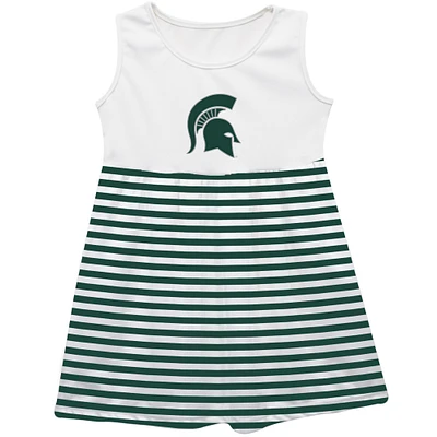 Girls Toddler Vive La Fete  Green Michigan State Spartans Striped Tank Top Dress