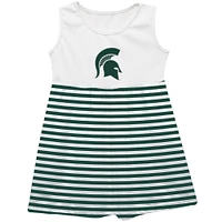 Girls Toddler Vive La Fete  Green Michigan State Spartans Striped Tank Top Dress