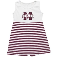 Girls Toddler Vive La Fete  Maroon Mississippi State Bulldogs Striped Tank Top Dress