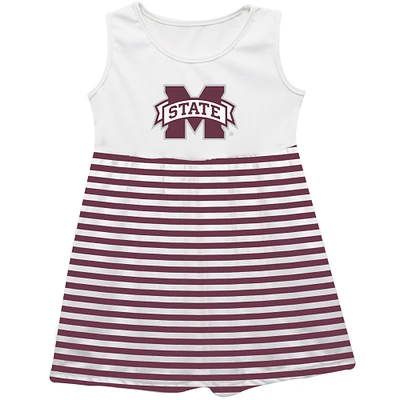 Girls Toddler Vive La Fete  Maroon Mississippi State Bulldogs Striped Tank Top Dress