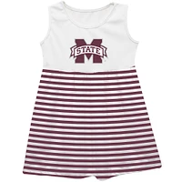 Girls Toddler Vive La Fete  Maroon Mississippi State Bulldogs Striped Tank Top Dress