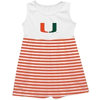 Girls Toddler Vive La Fete  Orange Miami Hurricanes Striped Tank Top Dress