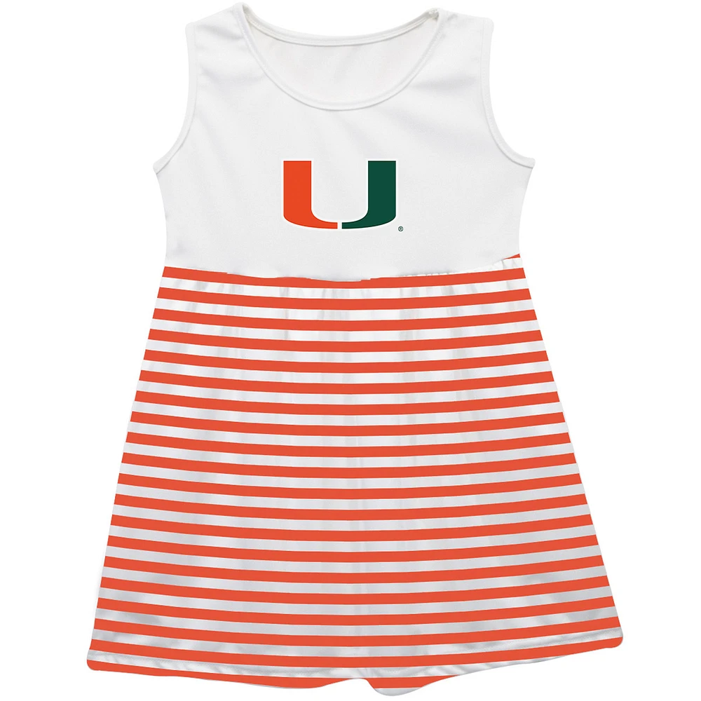 Girls Toddler Vive La Fete Orange Miami Hurricanes Striped Tank Top Dress