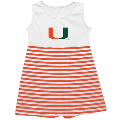 Girls Toddler Vive La Fete  Orange Miami Hurricanes Striped Tank Top Dress